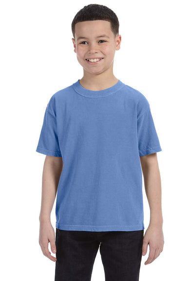 Comfort Colors C9018 Youth Short Sleeve Crewneck T-Shirt Flo Blue Front