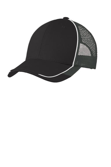 Port Authority C904 Mens Adjustable Hat Black/White/Grey Front