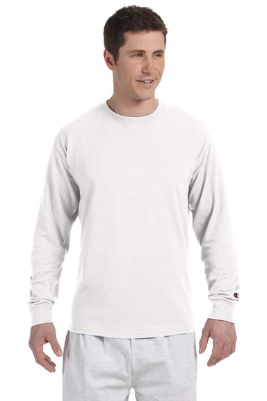 Champion CC8C Mens Long Sleeve Crewneck T-Shirt White Front
