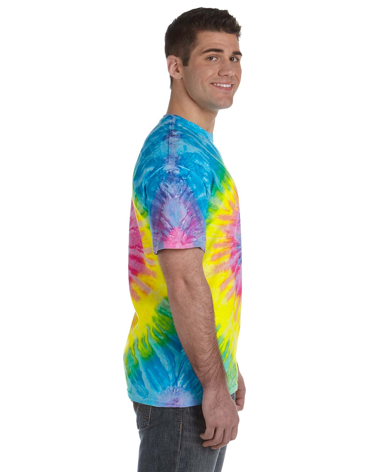 Tie-Dye CD100 Mens Short Sleeve Crewneck T-Shirt Saturn Side