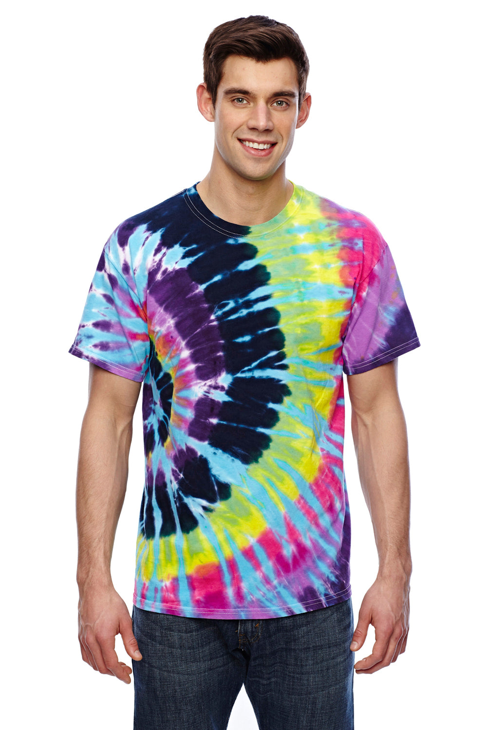 Tie-Dye CD100 Mens Short Sleeve Crewneck T-Shirt Flashback Front