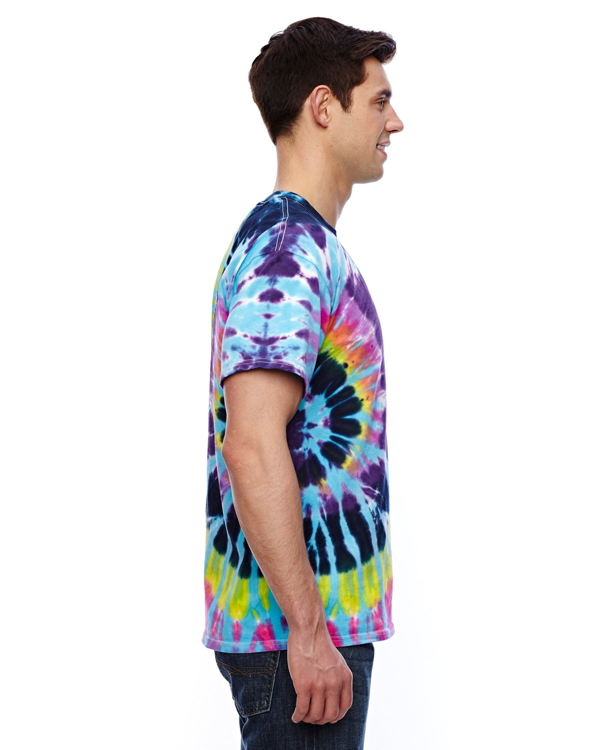 Tie-Dye CD100 Mens Short Sleeve Crewneck T-Shirt Flashback Side
