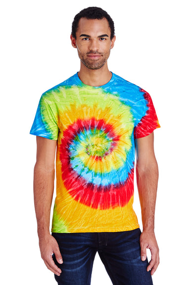 Tie-Dye CD100 Mens Short Sleeve Crewneck T-Shirt Pastel Neon Front