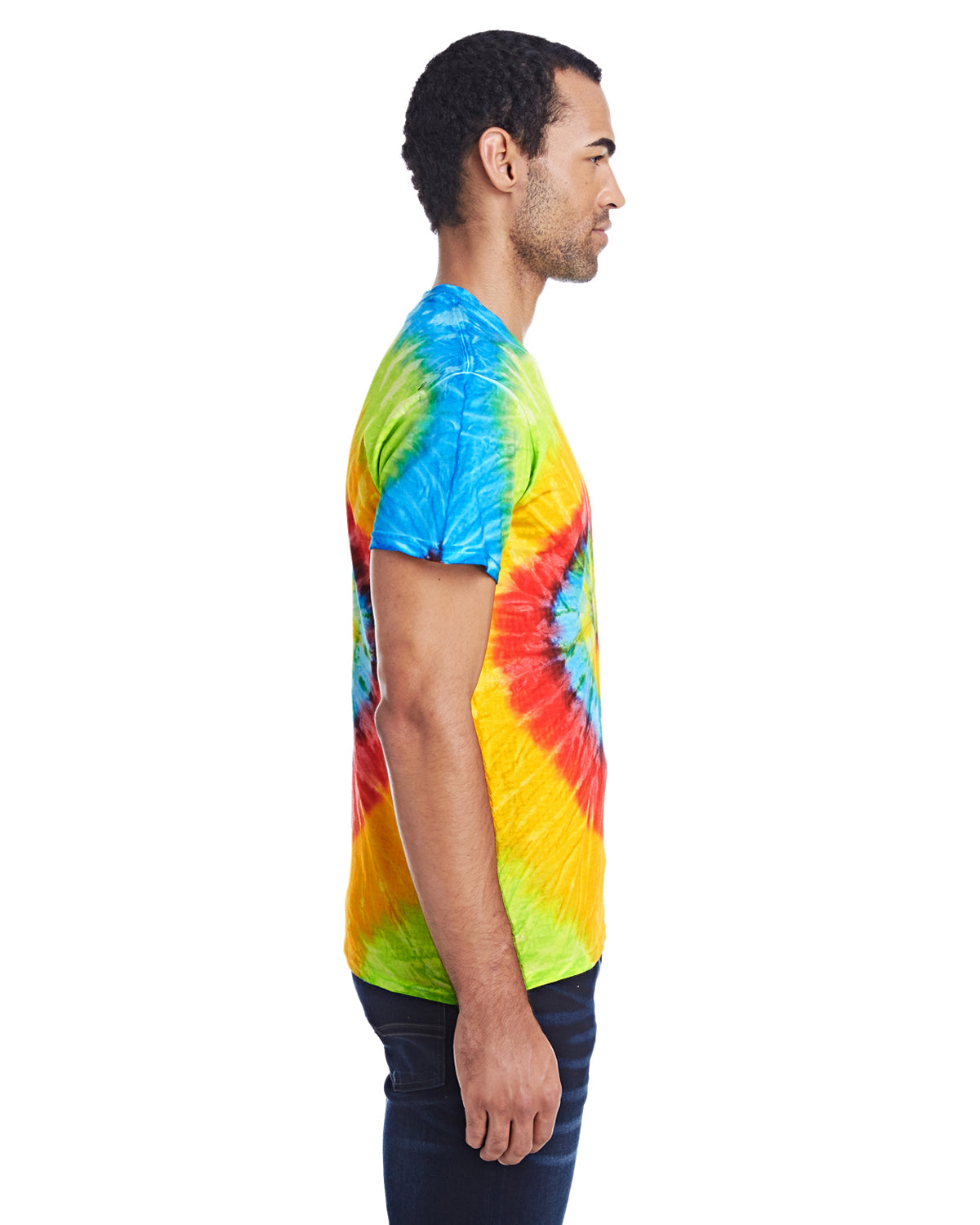 Tie-Dye CD100 Mens Short Sleeve Crewneck T-Shirt Pastel Neon Side