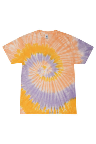 Tie-Dye CD100 Mens Short Sleeve Crewneck T-Shirt Sunflower Flat Front