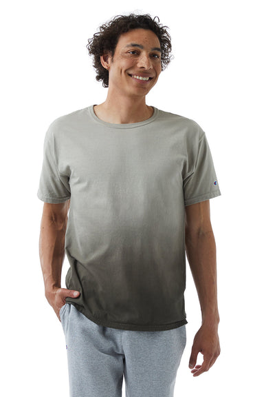 Champion CD100D Mens Dip Dye Short Sleeve Crewneck T-Shirt Army Ombre Front