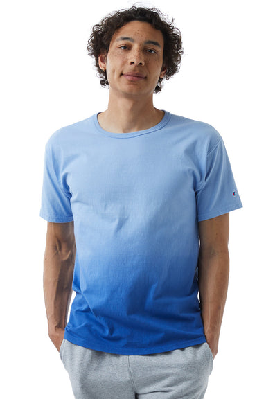 Champion CD100D Mens Dip Dye Short Sleeve Crewneck T-Shirt Royal Blue Ombre Front