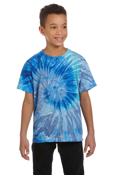 Tie-Dye CD100Y Youth Short Sleeve Crewneck T-Shirt Blue Jerry Front