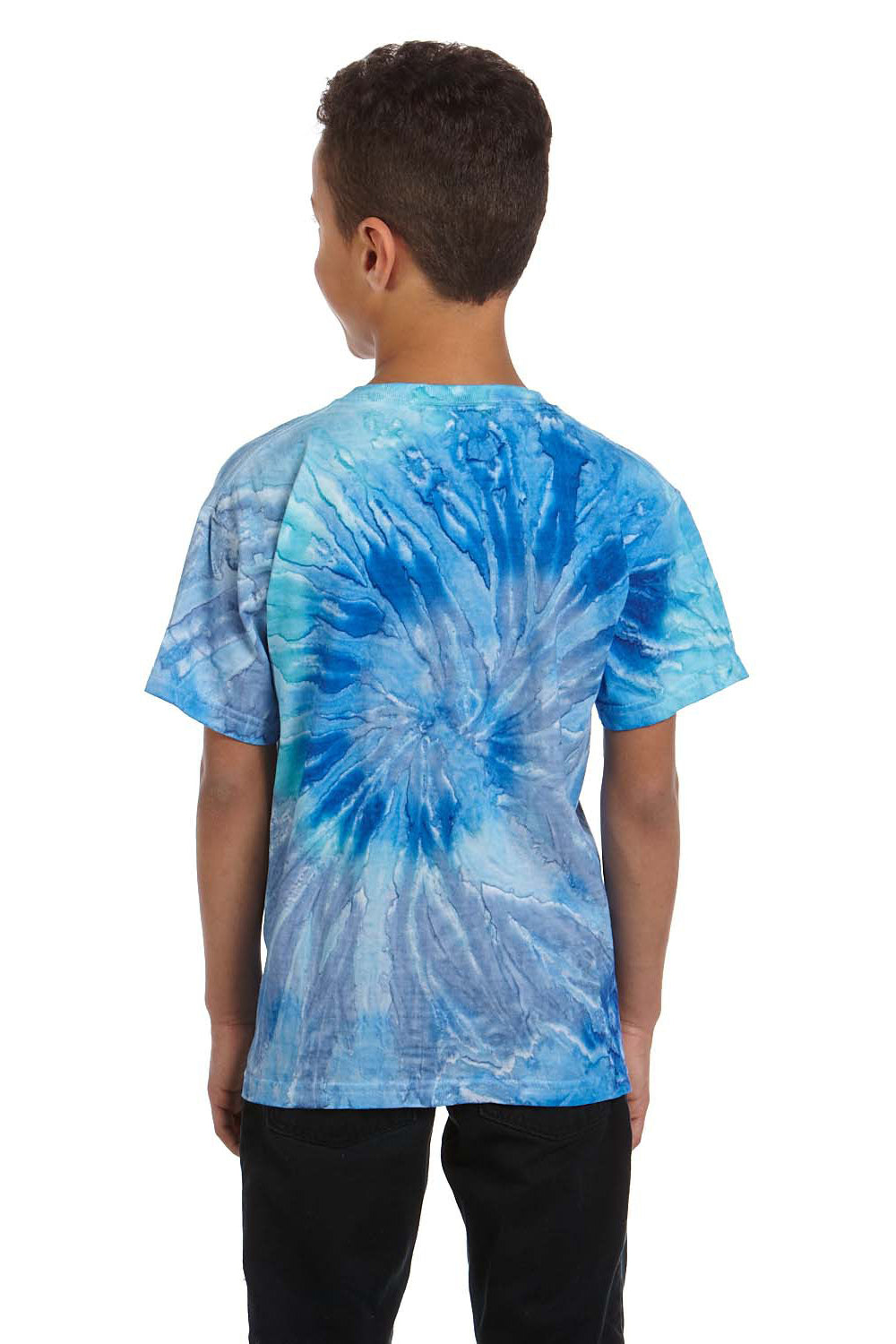 Tie-Dye CD100Y Youth Short Sleeve Crewneck T-Shirt Blue Jerry Back