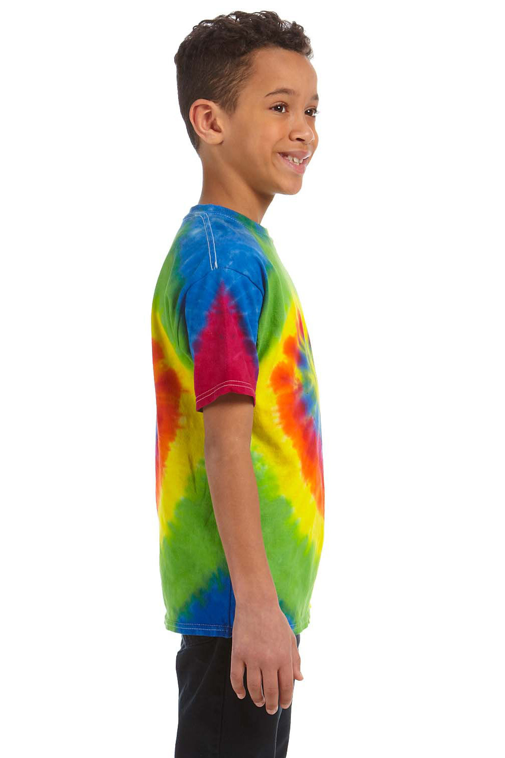 Tie-Dye CD100Y Youth Short Sleeve Crewneck T-Shirt Moondance Side
