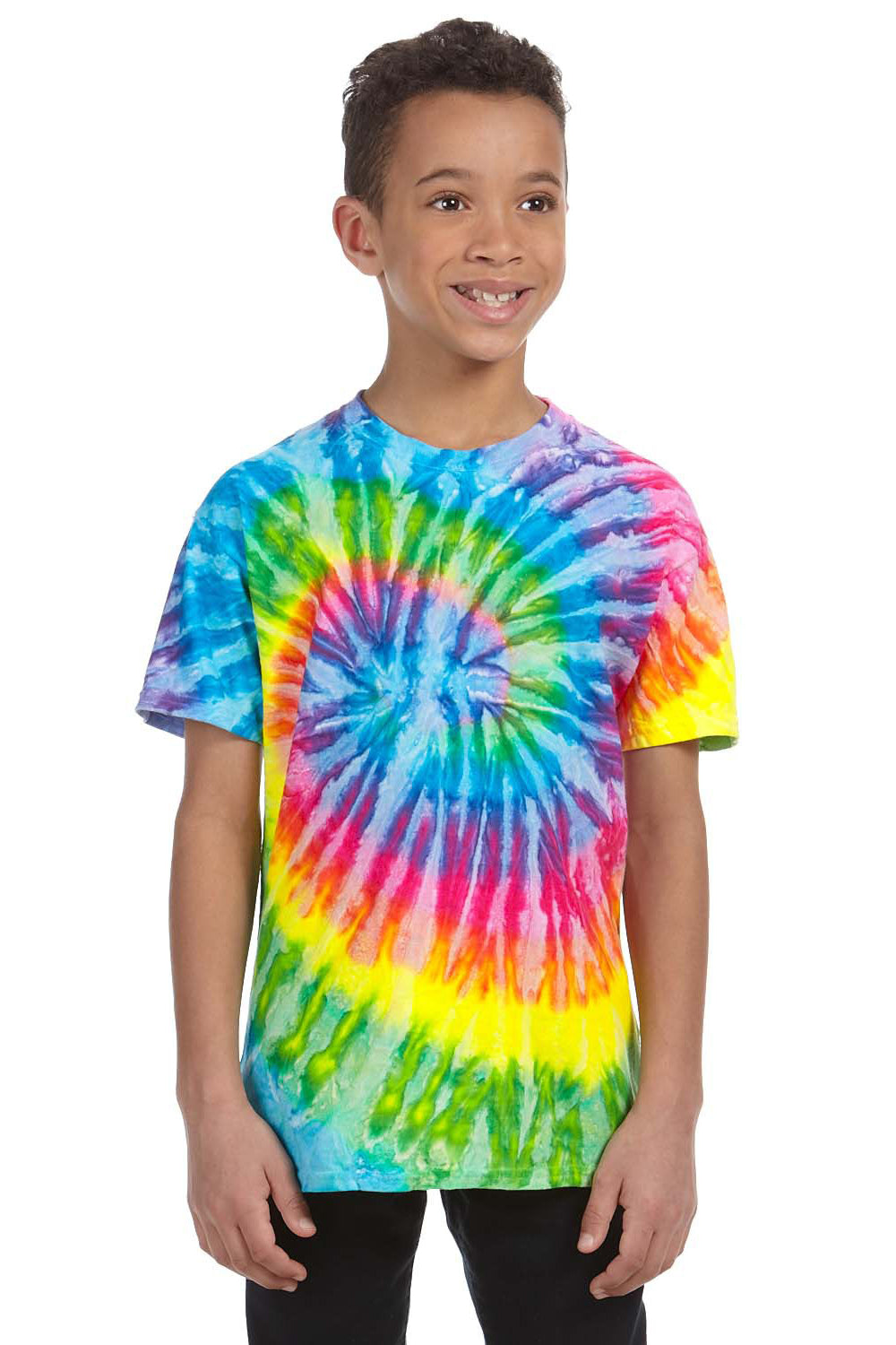 Tie-Dye CD100Y Youth Short Sleeve Crewneck T-Shirt Saturn Front