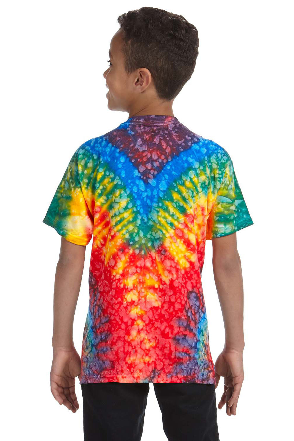 Tie-Dye CD100Y Youth Short Sleeve Crewneck T-Shirt Woodstock Back