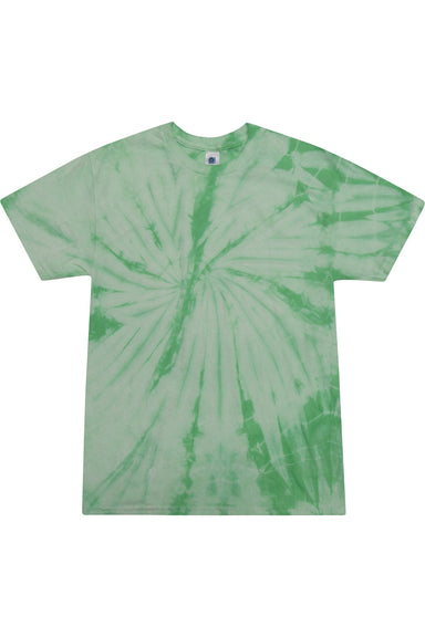 Tie-Dye CD101 Mens Short Sleeve Crewneck T-Shirt Spider Mint Flat Front