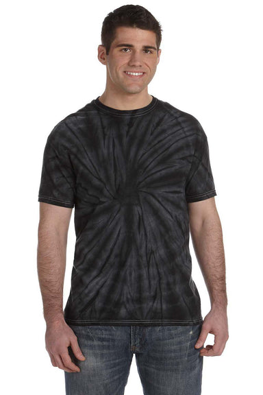 Tie-Dye CD101 Mens Short Sleeve Crewneck T-Shirt Black Front