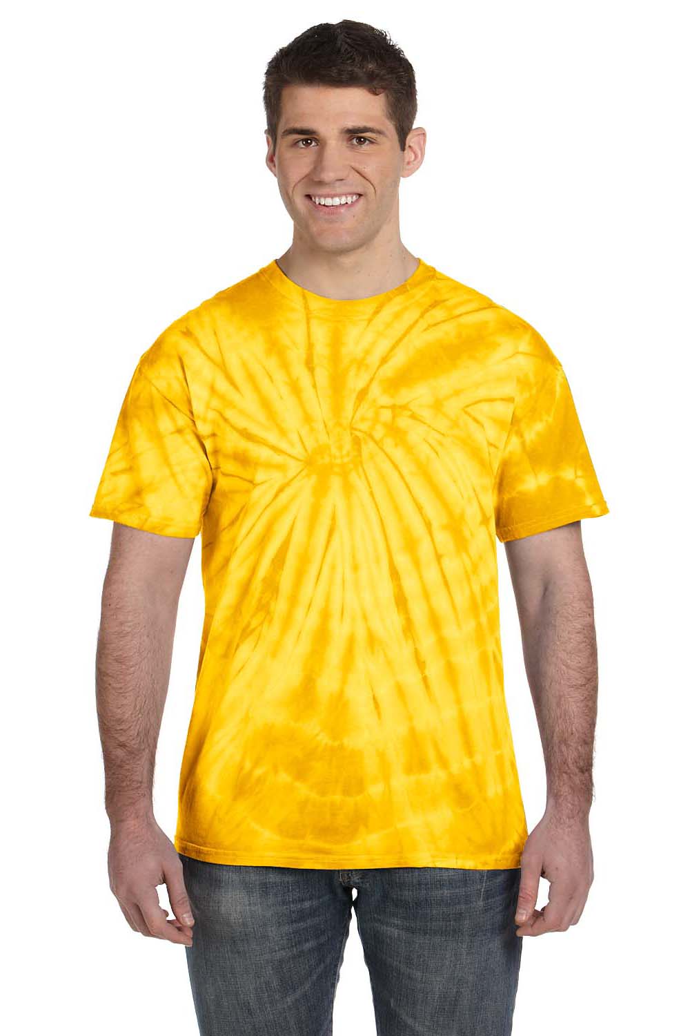 Tie-Dye CD101 Mens Short Sleeve Crewneck T-Shirt Gold Front