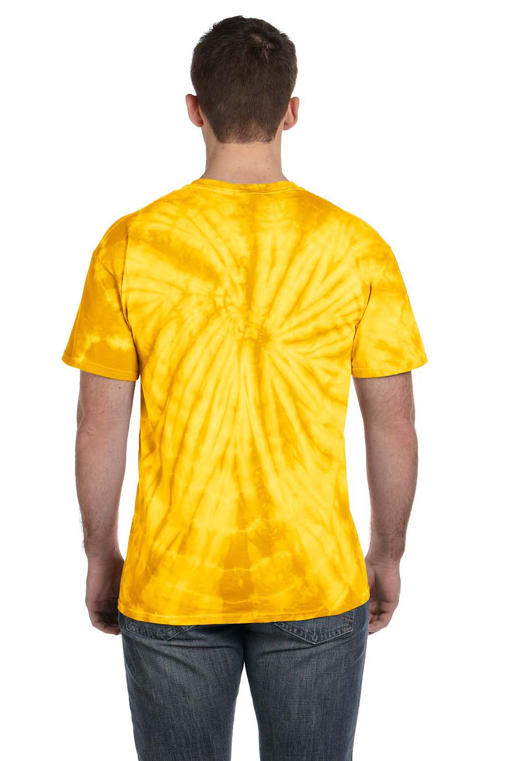 Tie-Dye CD101 Mens Short Sleeve Crewneck T-Shirt Gold Back