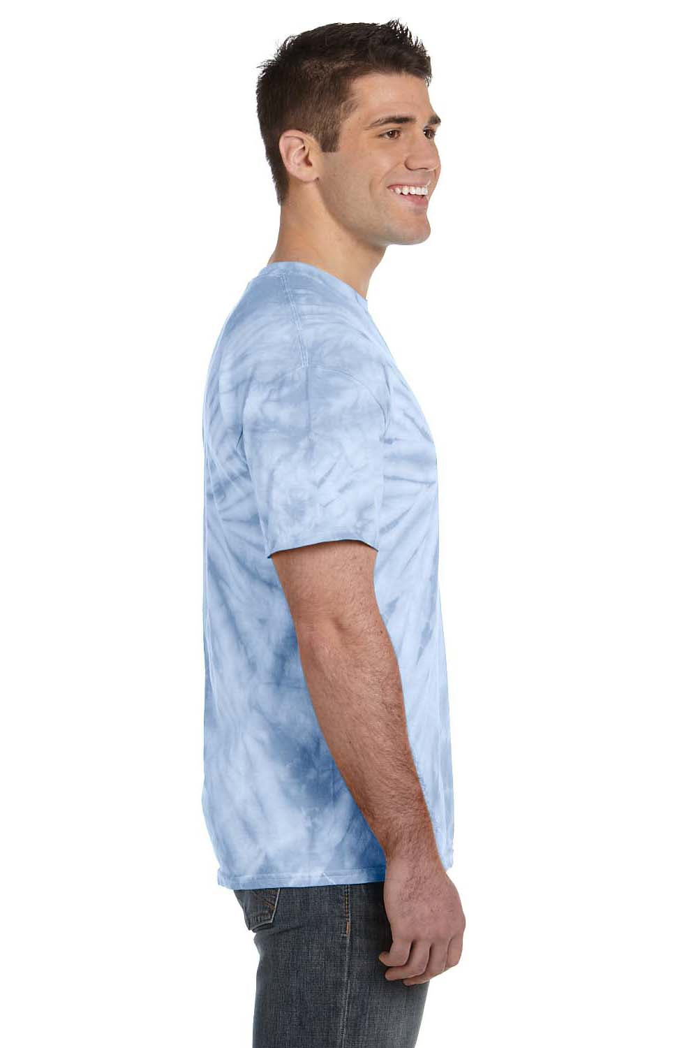 Tie-Dye CD101 Mens Short Sleeve Crewneck T-Shirt Baby Blue Side