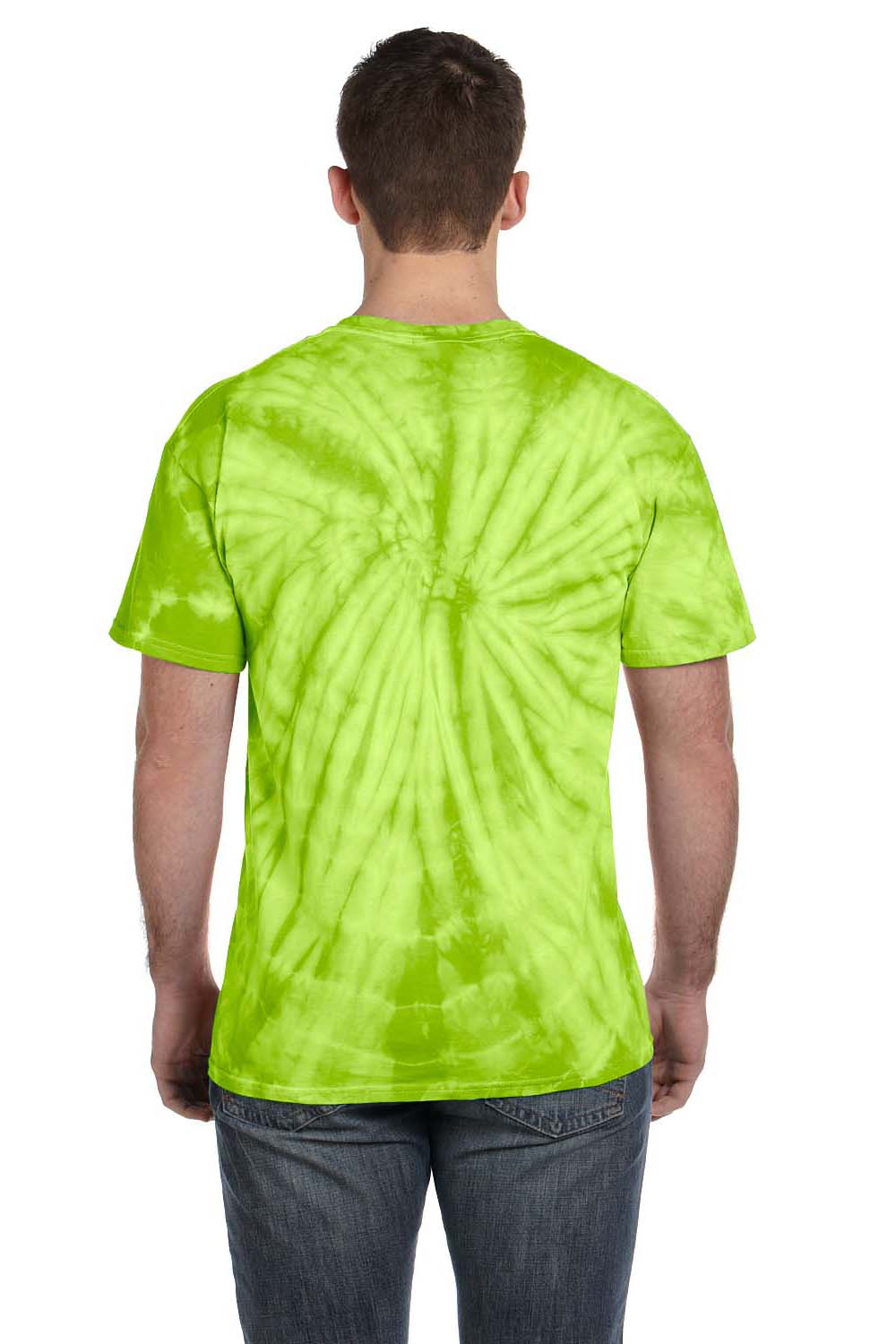 Tie-Dye CD101 Mens Short Sleeve Crewneck T-Shirt Lime Green Back