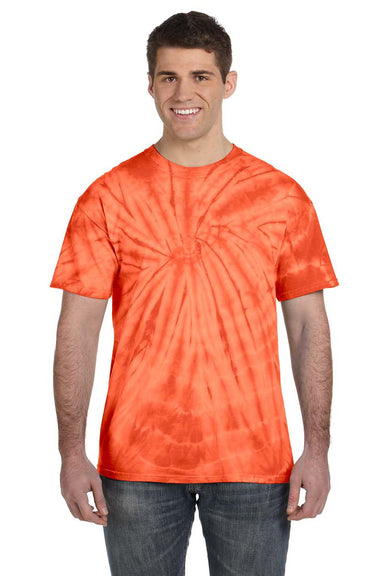 Tie-Dye CD101 Mens Short Sleeve Crewneck T-Shirt Orange Front