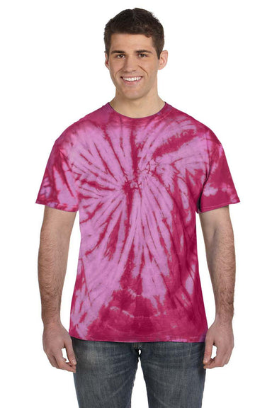 Tie-Dye CD101 Mens Short Sleeve Crewneck T-Shirt Pink Front
