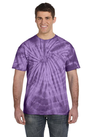 Tie-Dye CD101 Mens Short Sleeve Crewneck T-Shirt Purple Front