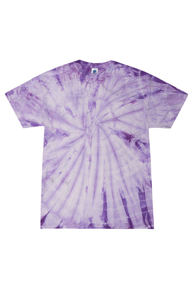 Tie-Dye CD101 Mens Short Sleeve Crewneck T-Shirt Spider Lavender Flat Front