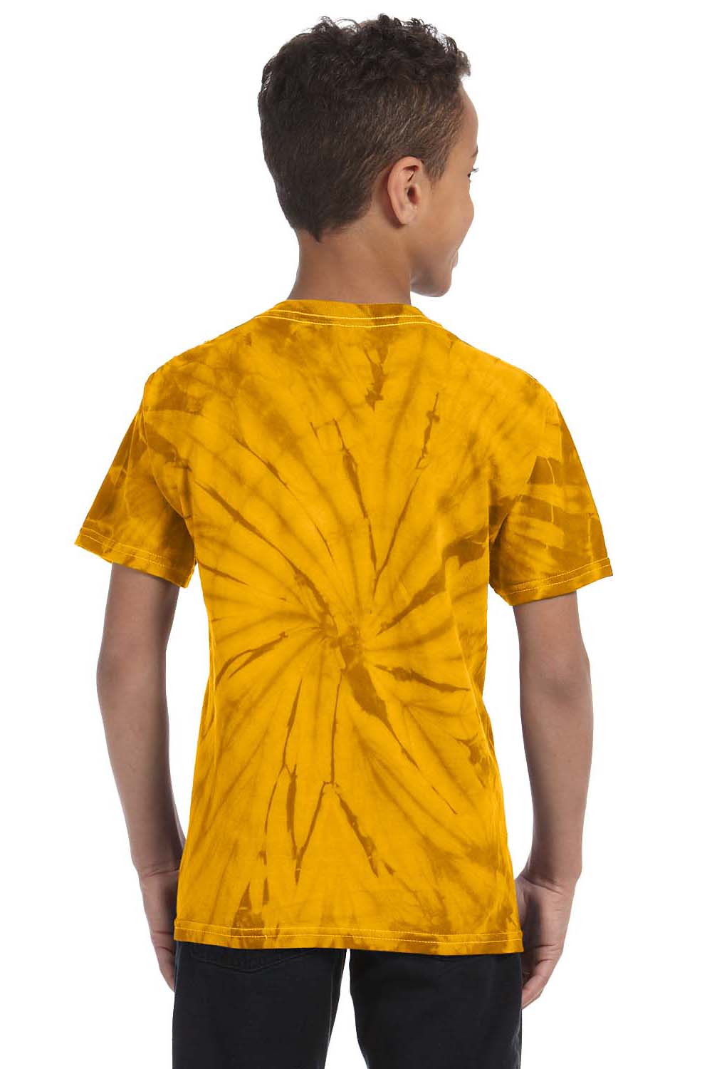 Tie-Dye CD101Y Youth Short Sleeve Crewneck T-Shirt Gold Back