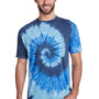 Tie-Dye Mens Burnout Festival Short Sleeve Crewneck T-Shirt - Sea Blue