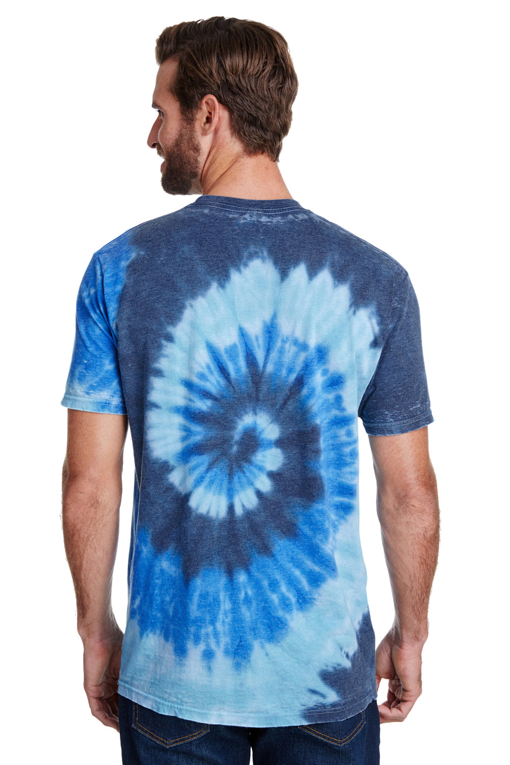 Tie-Dye CD1090 Mens Burnout Festival Short Sleeve Crewneck T-Shirt Sea Blue Back