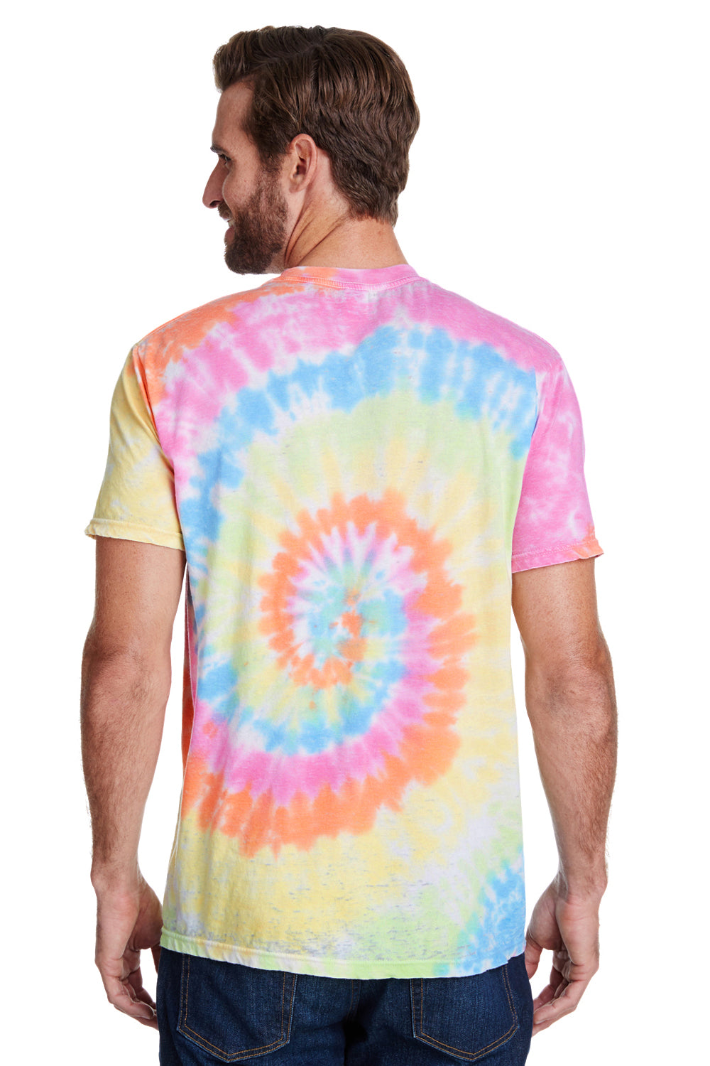 Tie-Dye CD1090 Mens Burnout Festival Short Sleeve Crewneck T-Shirt Pastel Back