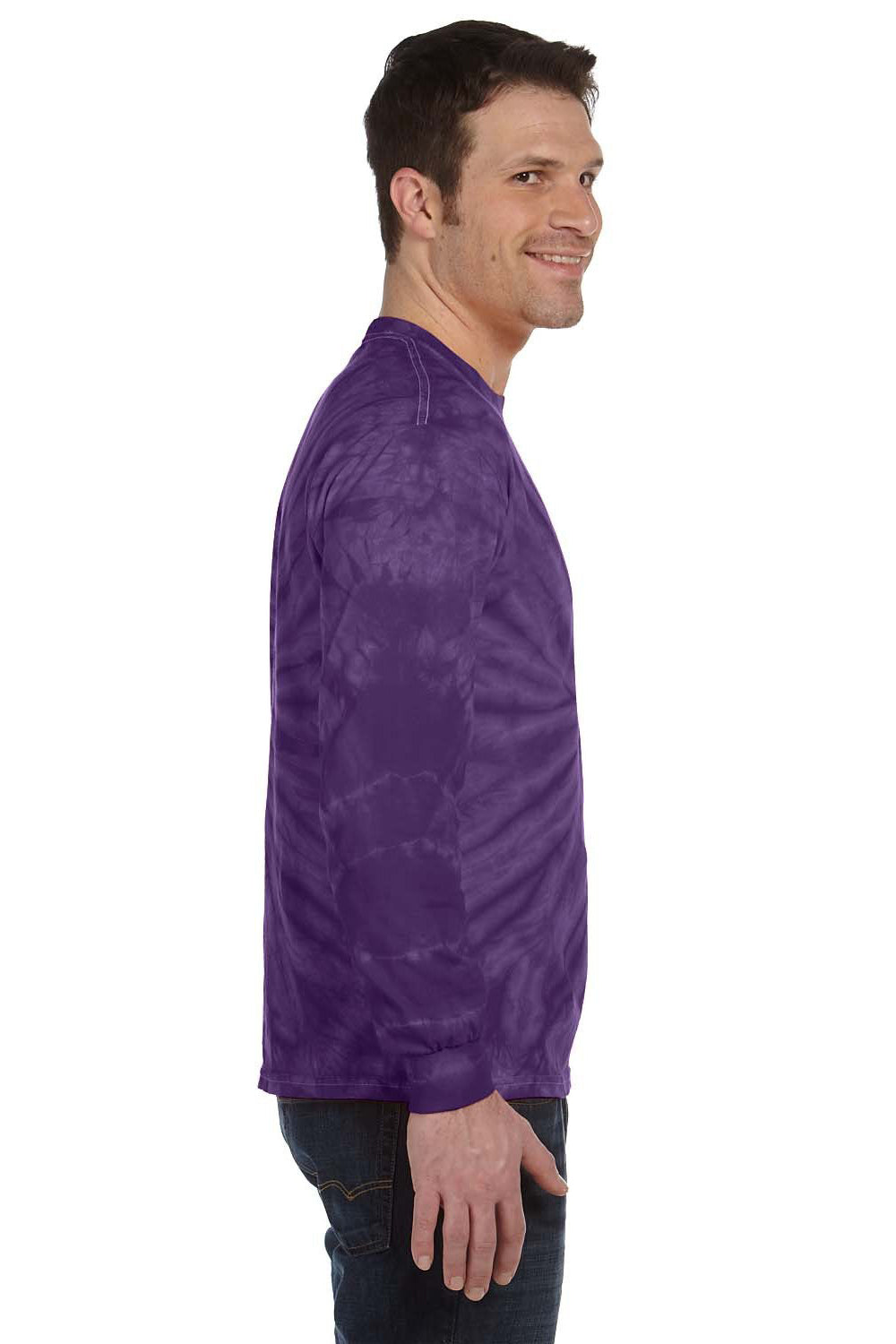 Tie-Dye CD2000 Mens Long Sleeve Crewneck T-Shirt Spider Purple SIde