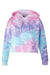 Tie-Dye CD8333 Womens Cropped Hooded Sweatshirt Hoodie Cotton Candy Flat Front