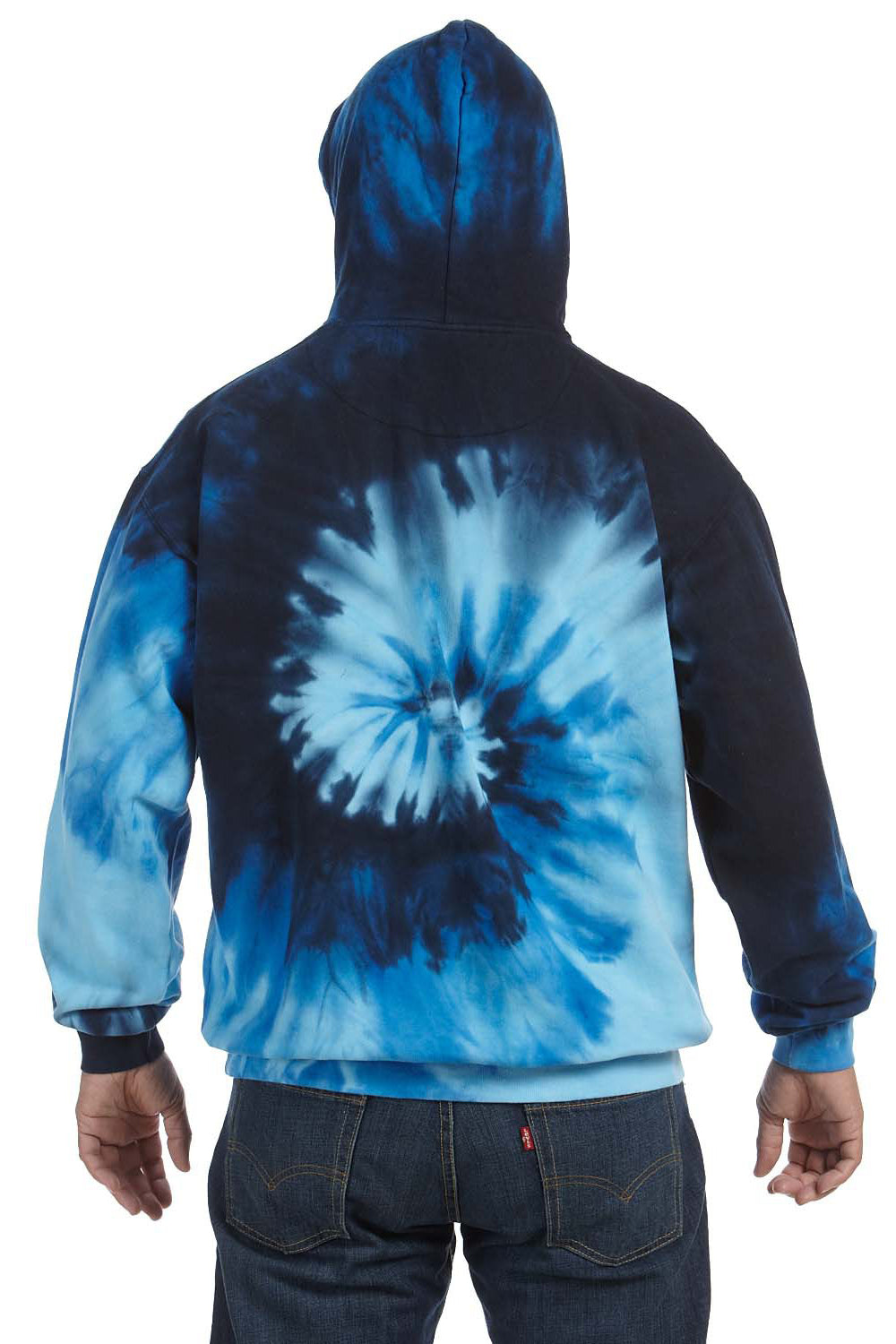 Tie-Dye CD877 Mens Hooded Sweatshirt Hoodie Blue Ocean Back