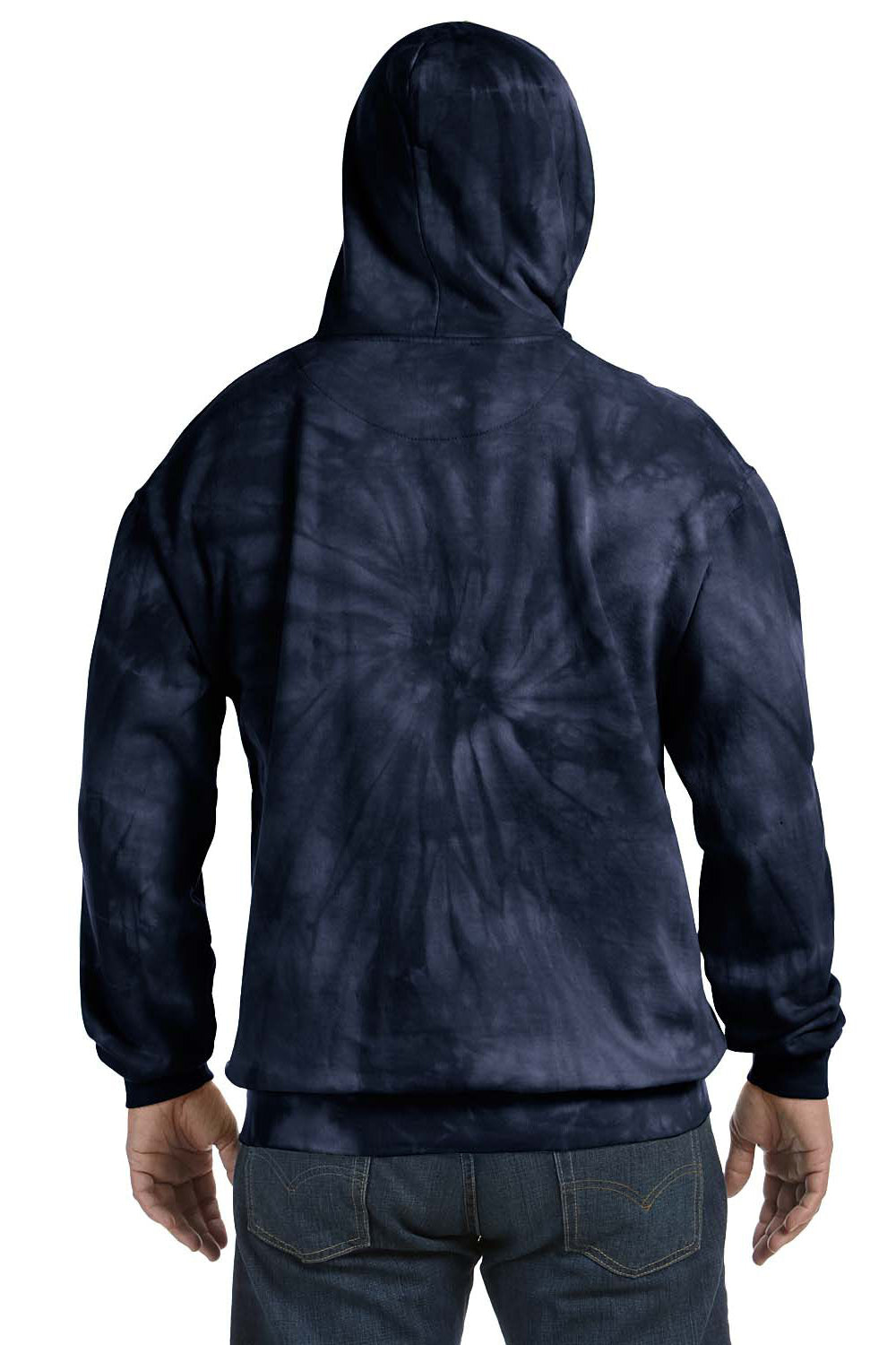 Tie-Dye CD877 Mens Hooded Sweatshirt Hoodie Navy Blue Back