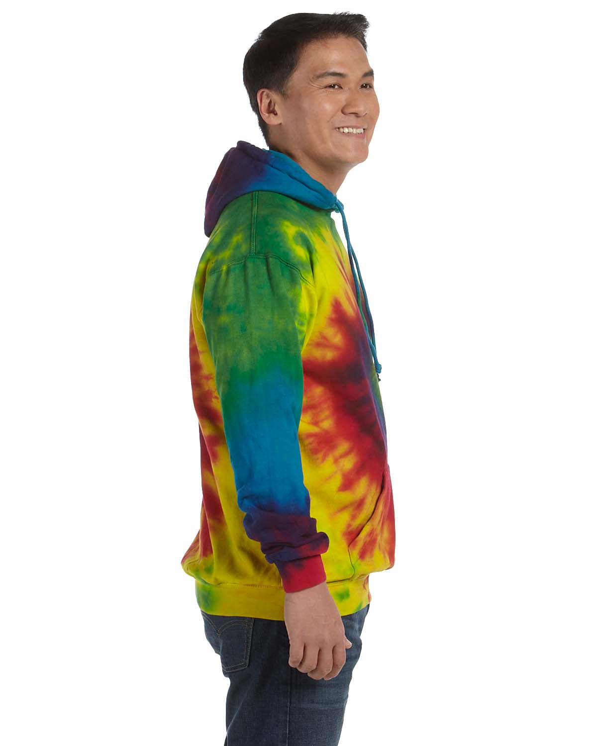 Tie-Dye CD877 Mens Hooded Sweatshirt Hoodie Reactive Rainbow Side