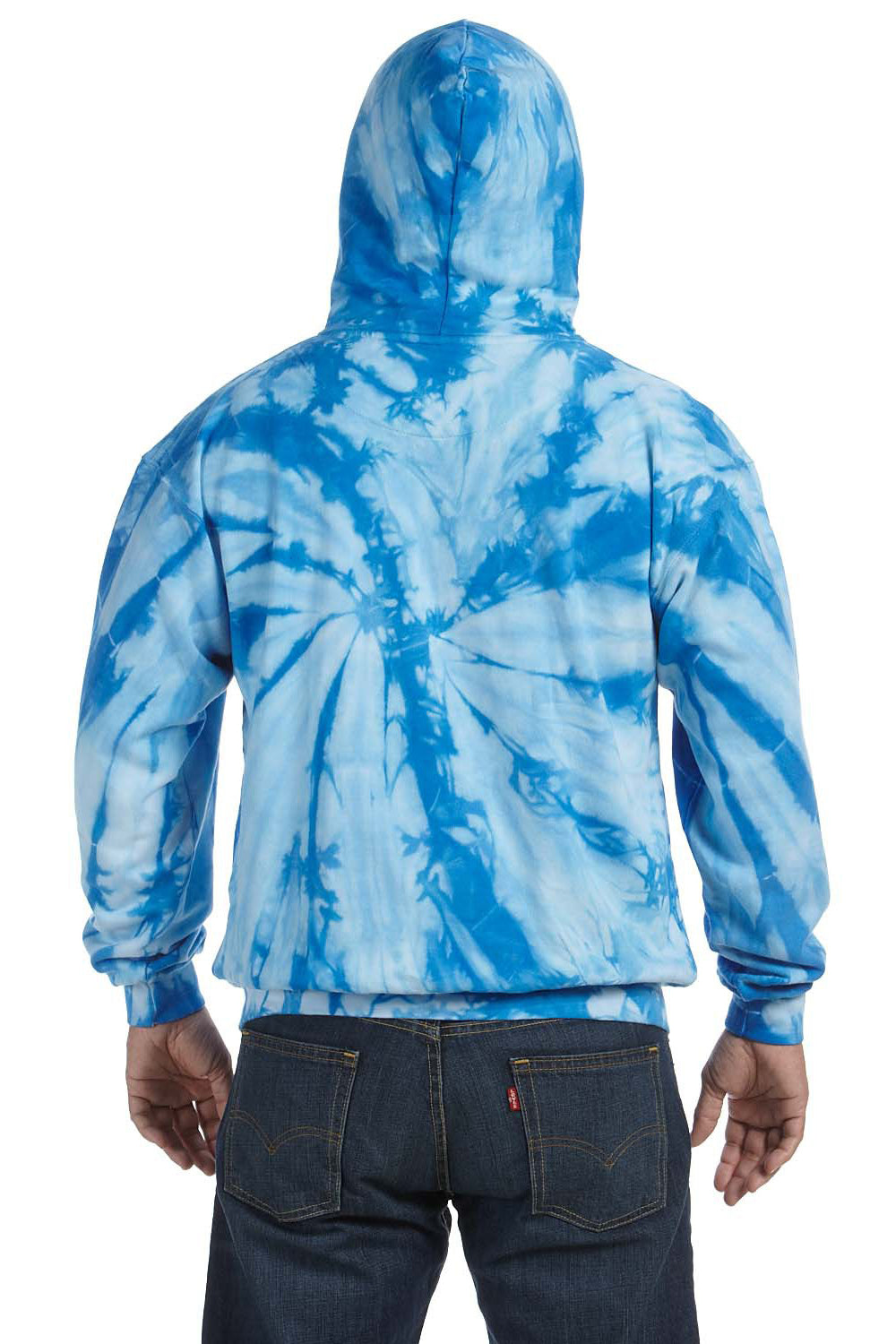 Tie-Dye CD877 Mens Hooded Sweatshirt Hoodie Baby Blue Back