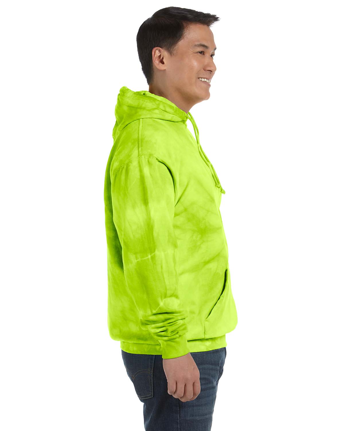 Tie-Dye CD877 Mens Hooded Sweatshirt Hoodie Lime Green Side