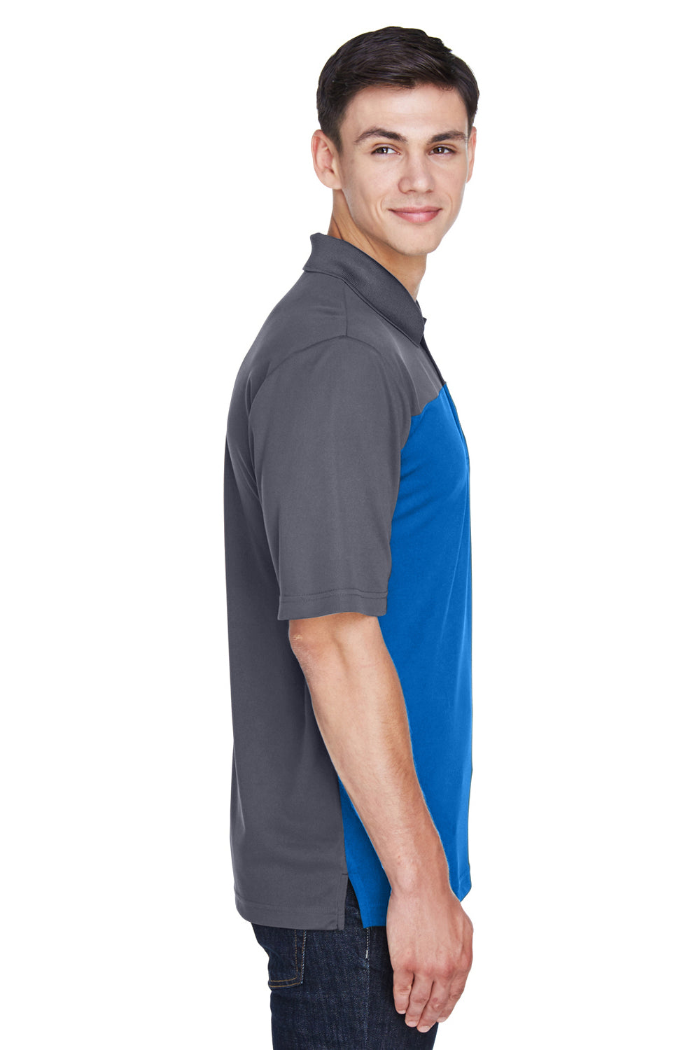 Core 365 CE101 Mens Balance Performance Moisture Wicking Short Sleeve Polo Shirt Royal Blue/Grey Side