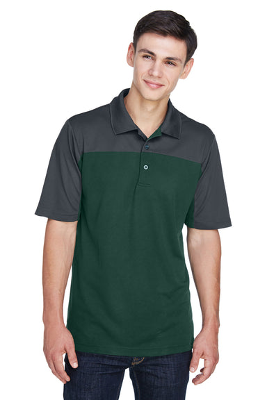 Core 365 CE101 Mens Balance Performance Moisture Wicking Short Sleeve Polo Shirt Forest Green/Grey Front