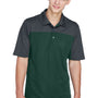 Core 365 Mens Balance Performance Moisture Wicking Short Sleeve Polo Shirt - Forest Green/Carbon Grey