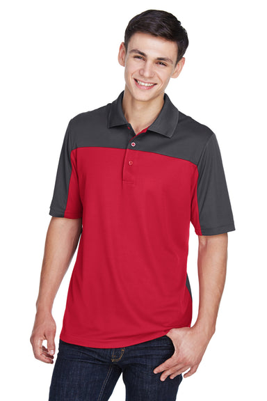 Core 365 CE101 Mens Balance Performance Moisture Wicking Short Sleeve Polo Shirt Red/Grey Front