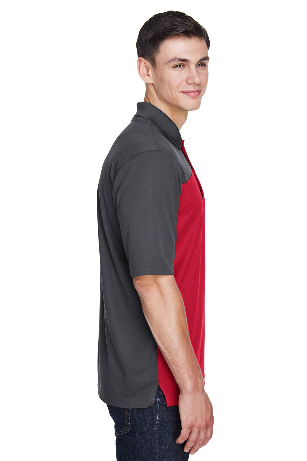 Core 365 CE101 Mens Balance Performance Moisture Wicking Short Sleeve Polo Shirt Red/Grey Side
