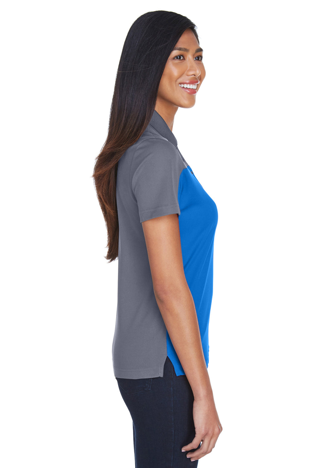 Core 365 CE101W Womens Balance Performance Moisture Wicking Short Sleeve Polo Shirt Royal Blue/Grey Side
