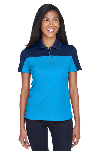 Core 365 CE101W Womens Balance Performance Moisture Wicking Short Sleeve Polo Shirt Electric Blue/Navy Blue Front