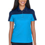 Core 365 Womens Balance Performance Moisture Wicking Short Sleeve Polo Shirt - Electric Blue/Classic Navy Blue