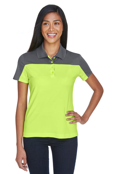 Core 365 CE101W Womens Balance Performance Moisture Wicking Short Sleeve Polo Shirt Safety Yellow/Grey Front