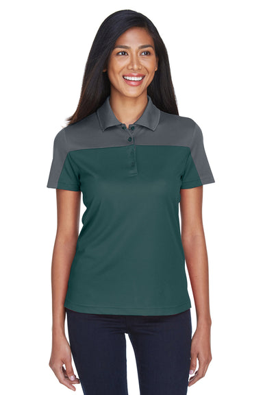 Core 365 CE101W Womens Balance Performance Moisture Wicking Short Sleeve Polo Shirt Forest Green/Grey Front