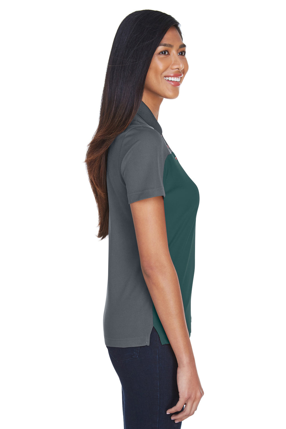 Core 365 CE101W Womens Balance Performance Moisture Wicking Short Sleeve Polo Shirt Forest Green/Grey Side
