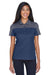 Core 365 CE101W Womens Balance Performance Moisture Wicking Short Sleeve Polo Shirt Navy Blue/Grey Front