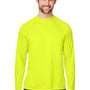 Core 365 Mens Ultra MVP Raglan Moisture Wicking Long Sleeve Crewneck T-Shirt - Safety Yellow